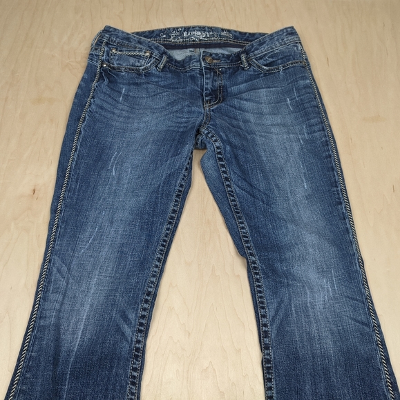 Express, Thick Stitch, Distressed, Boot Cut Jeans, Women's (12R) - Picture 7 of 12